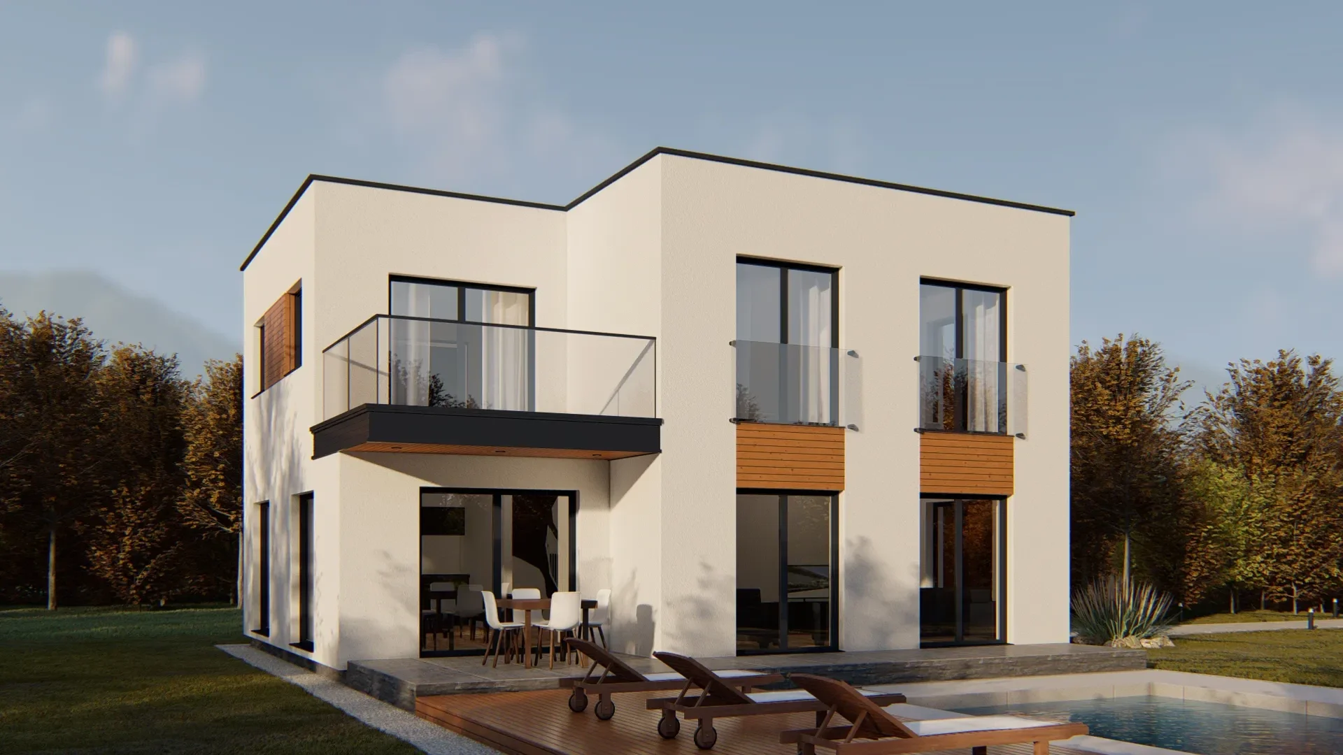 Hausmodell Lola mit Flachdach und überdachter Terrasse